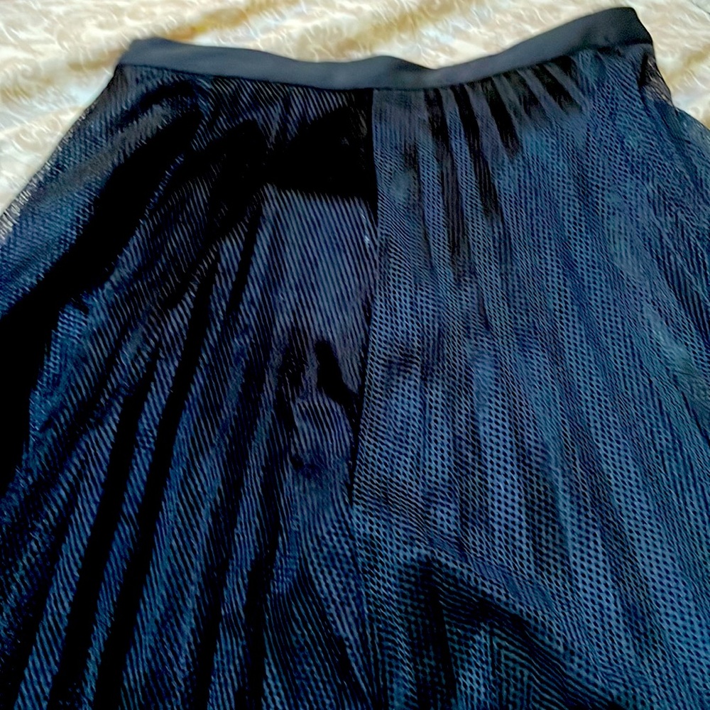 Beautiful mesh black skirt !!! Completely covers you and still shows some leg!!